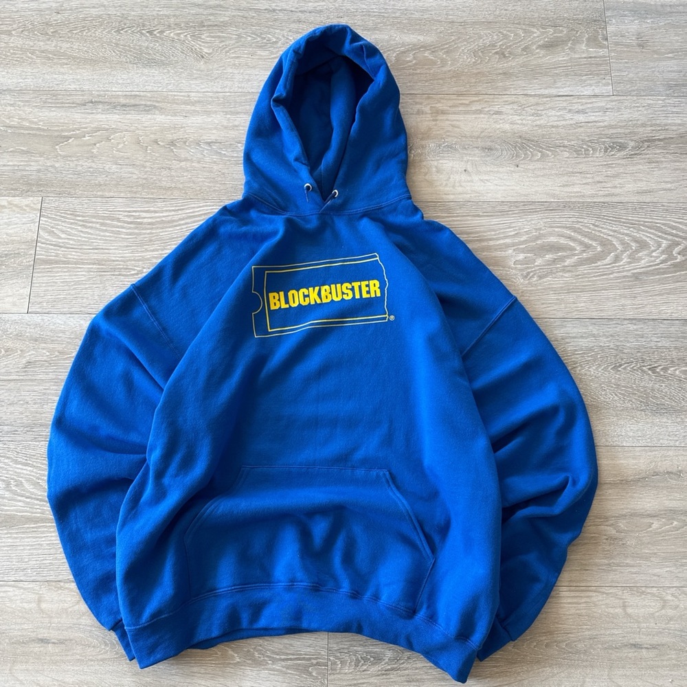 Blockbuster Video Blue Hoodie Sweatshirt Pullover 2XL Mens